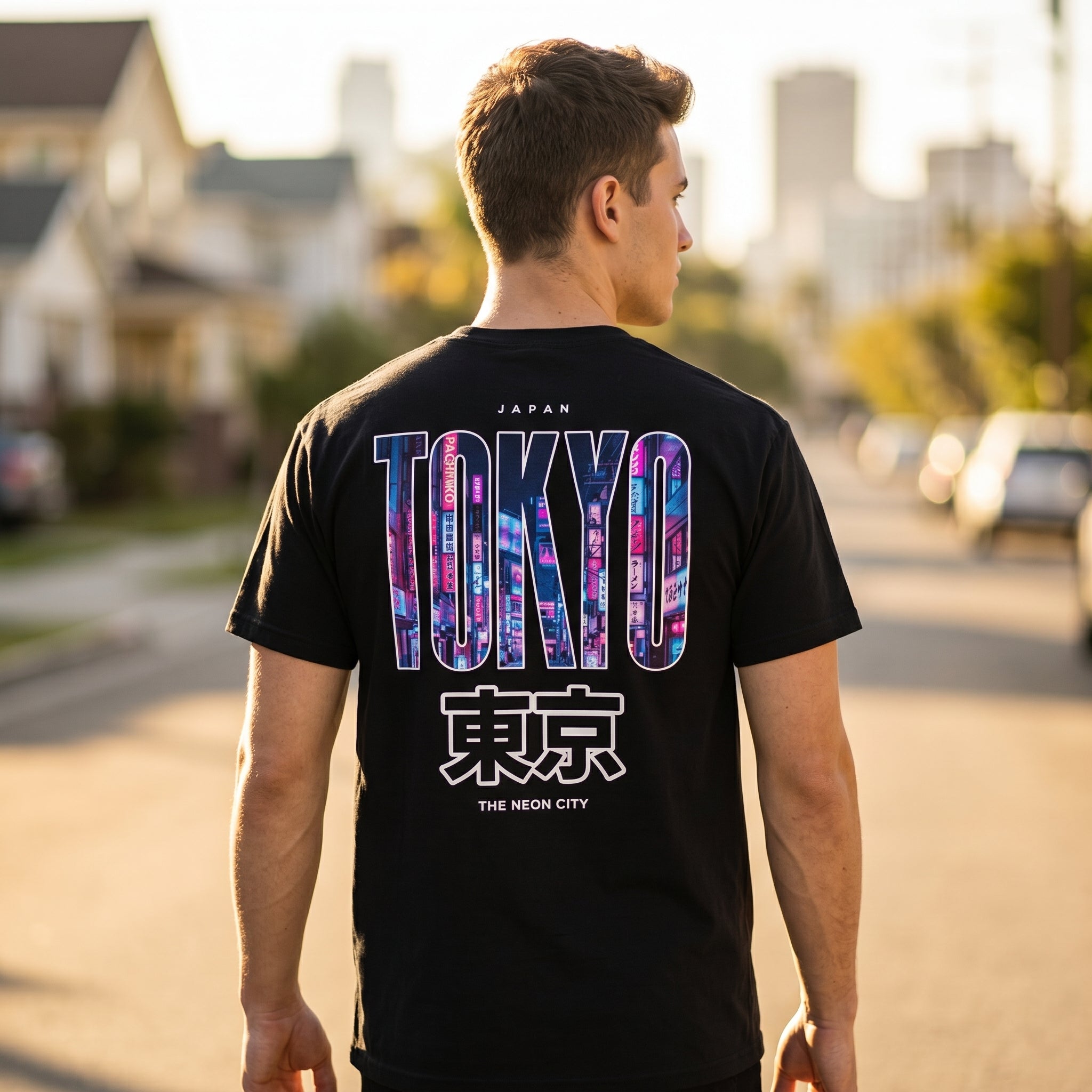 Tokyo Neon City Japanese Streetwear Graphic T-Shirt | Mafer Styles