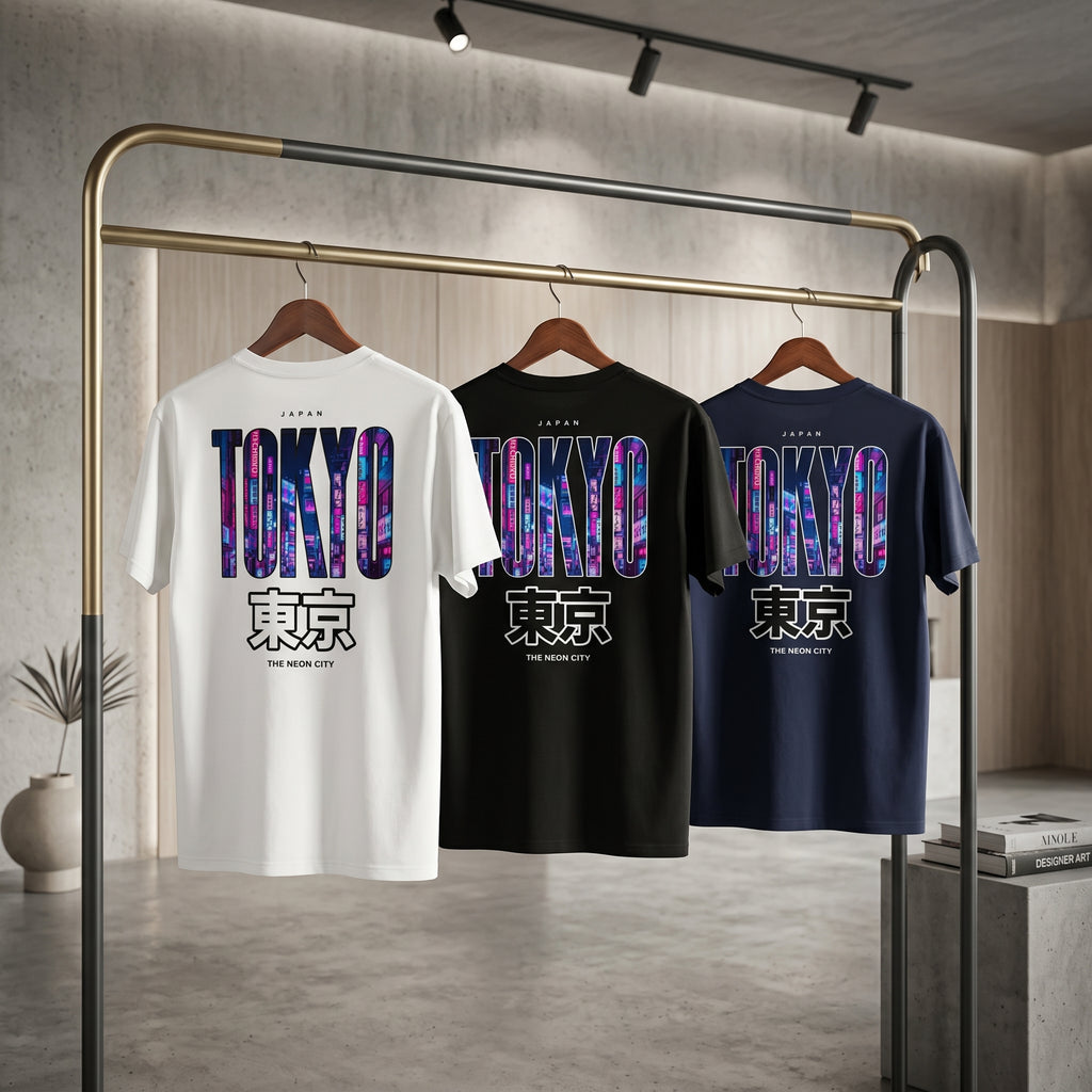Tokyo Neon City Japanese Streetwear Graphic T-Shirt | Mafer Styles