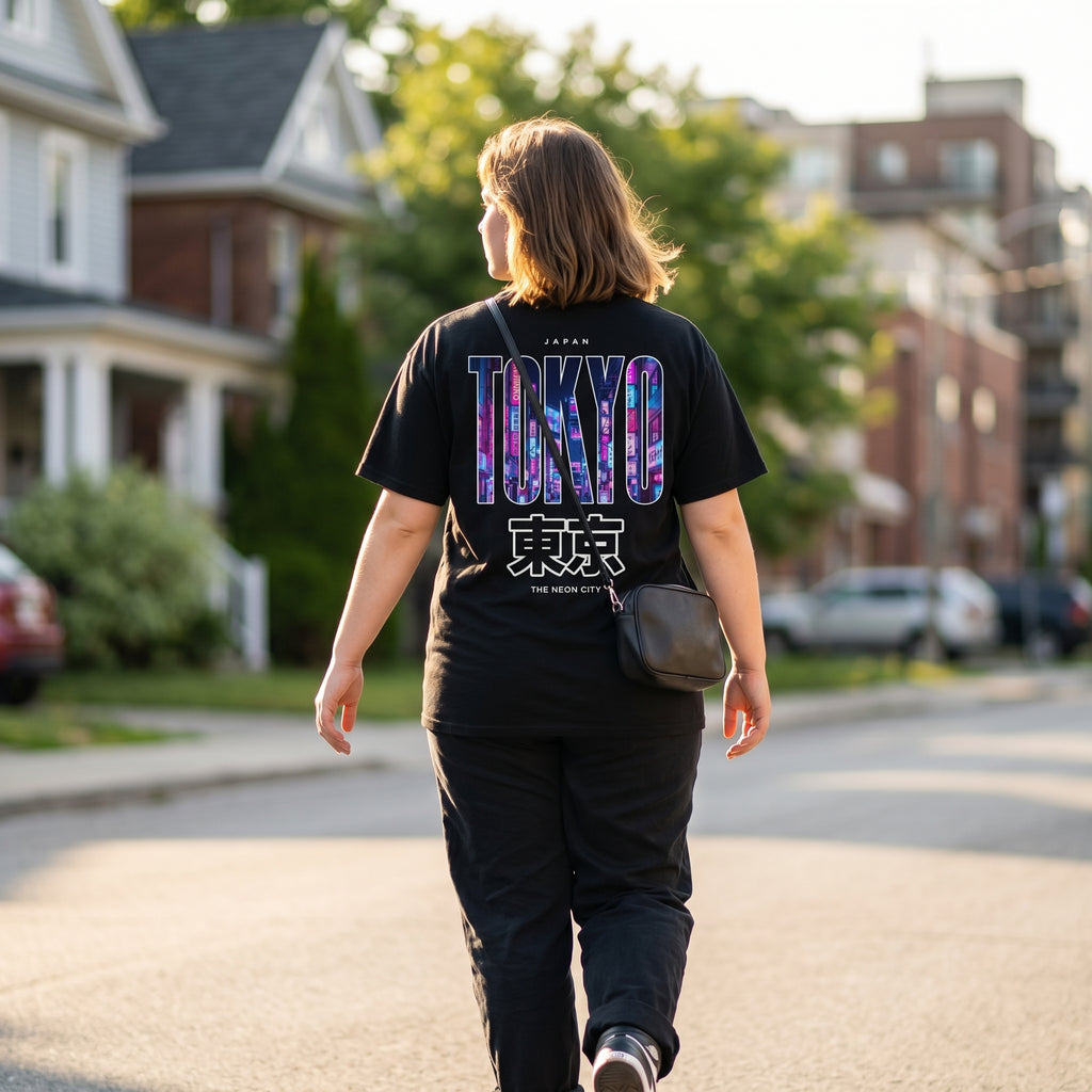Tokyo Neon City Japanese Streetwear Graphic T-Shirt | Mafer Styles